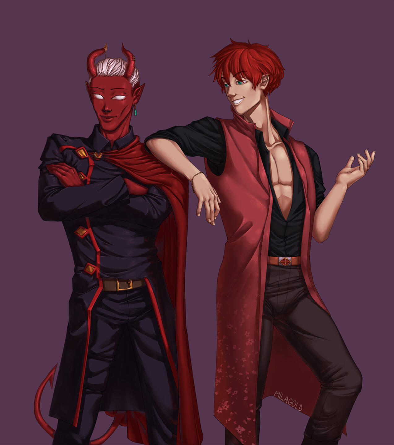 Commission of a tiefling and a human man