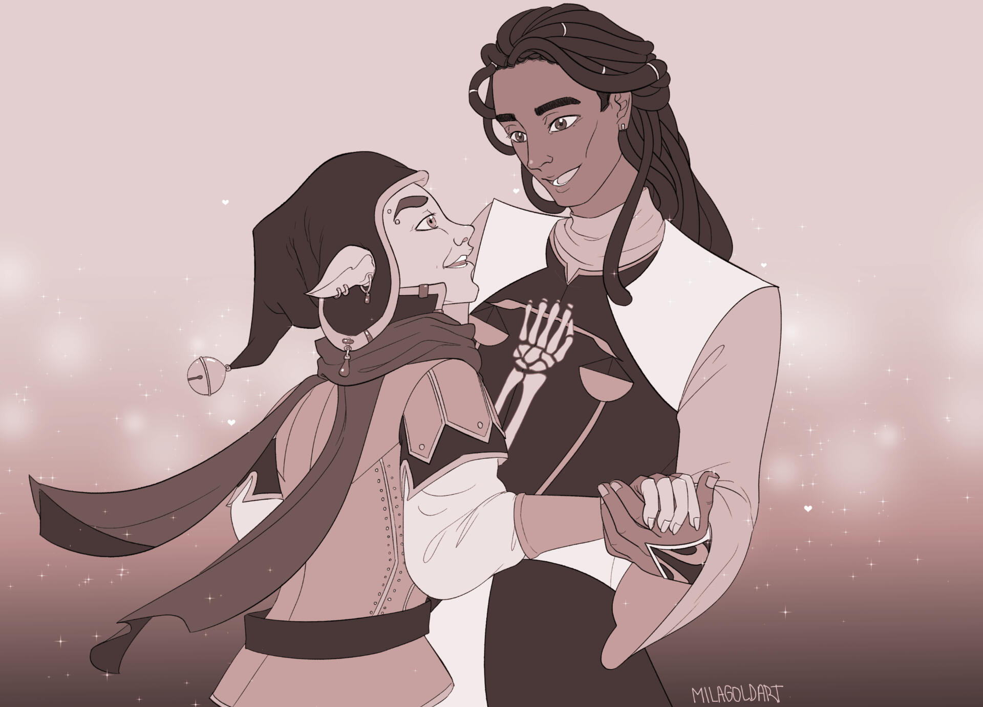 A romantic scene between two d&d characters